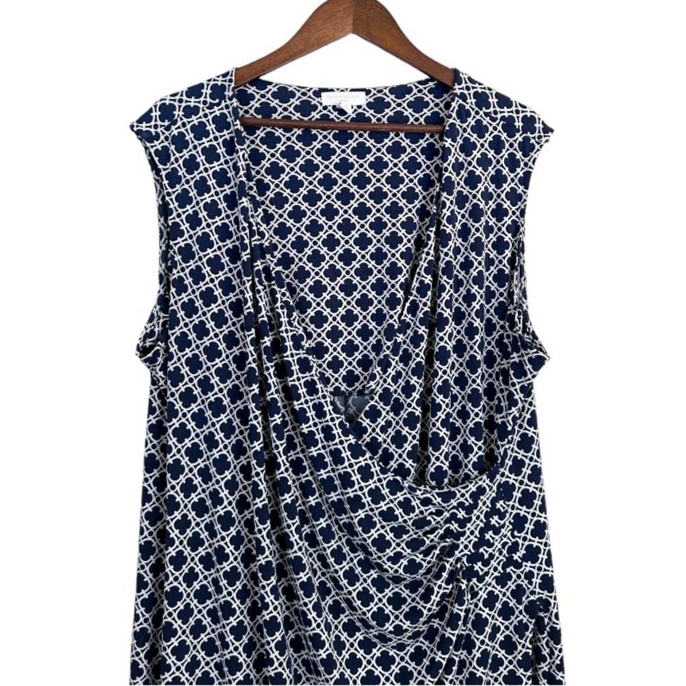 Charter Club Blue White Faux Wrap Dress Size 3X - Picture 2 of 7